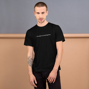 Open image in slideshow, I am open to receiving love. Men&#39;s Affirmation T-Shirt
