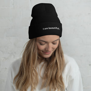 Open image in slideshow, I am beautiful. Unisex Affirmation Cuffed Beanie
