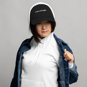 Open image in slideshow, I am enough. Unisex Affirmation Destressed Hat
