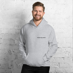 Open image in slideshow, I know my worth. Men&#39;s Affirmation Hoodie
