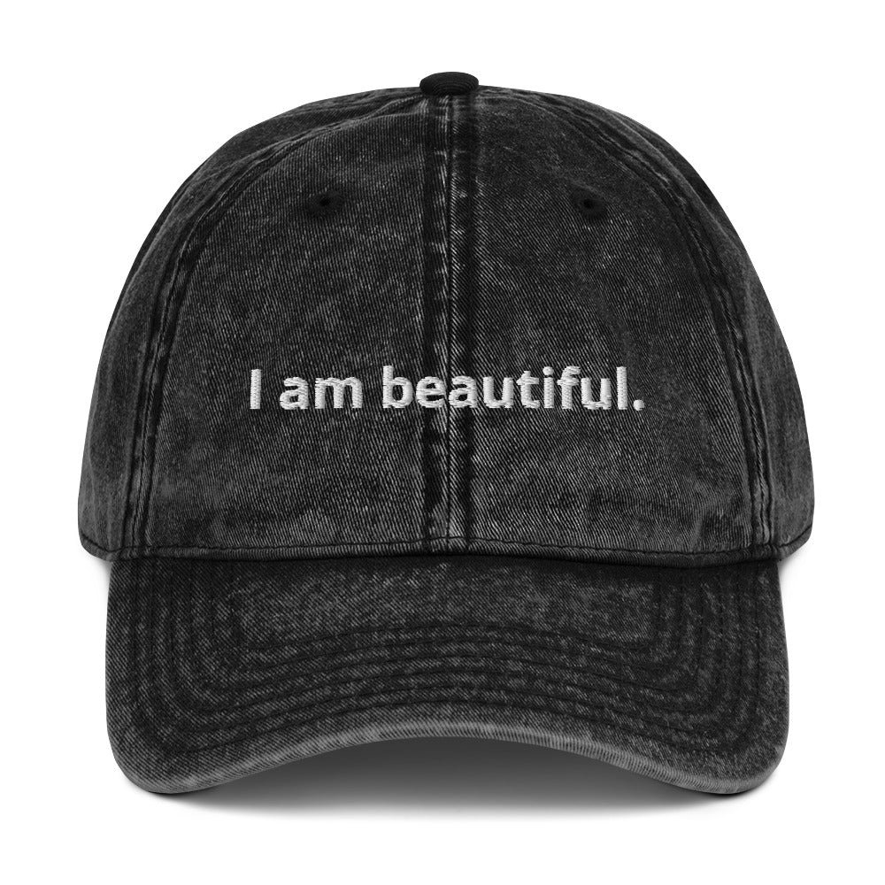 I am beautiful. Unisex Affirmation Vintage Cap